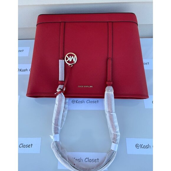 Michael Kors Tote Large Saffiano Leather Jet Set Travel Bag Flame - Picture 6 of 9